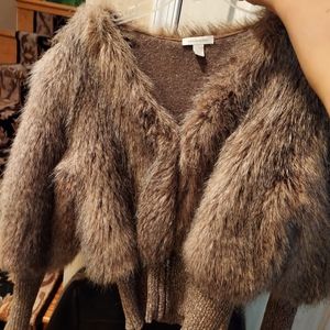 Boston Proper faux fur bomber jacket